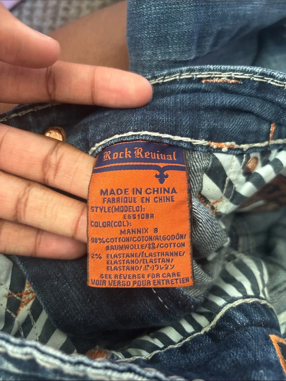 Rock Revival Medium Blue Faded Bootcut Jeans with Contrast Stitching